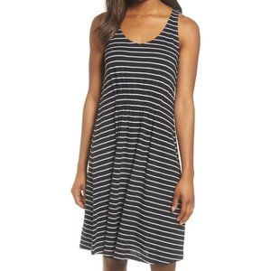CASLON-Black/White Sleeveless Striped Dress